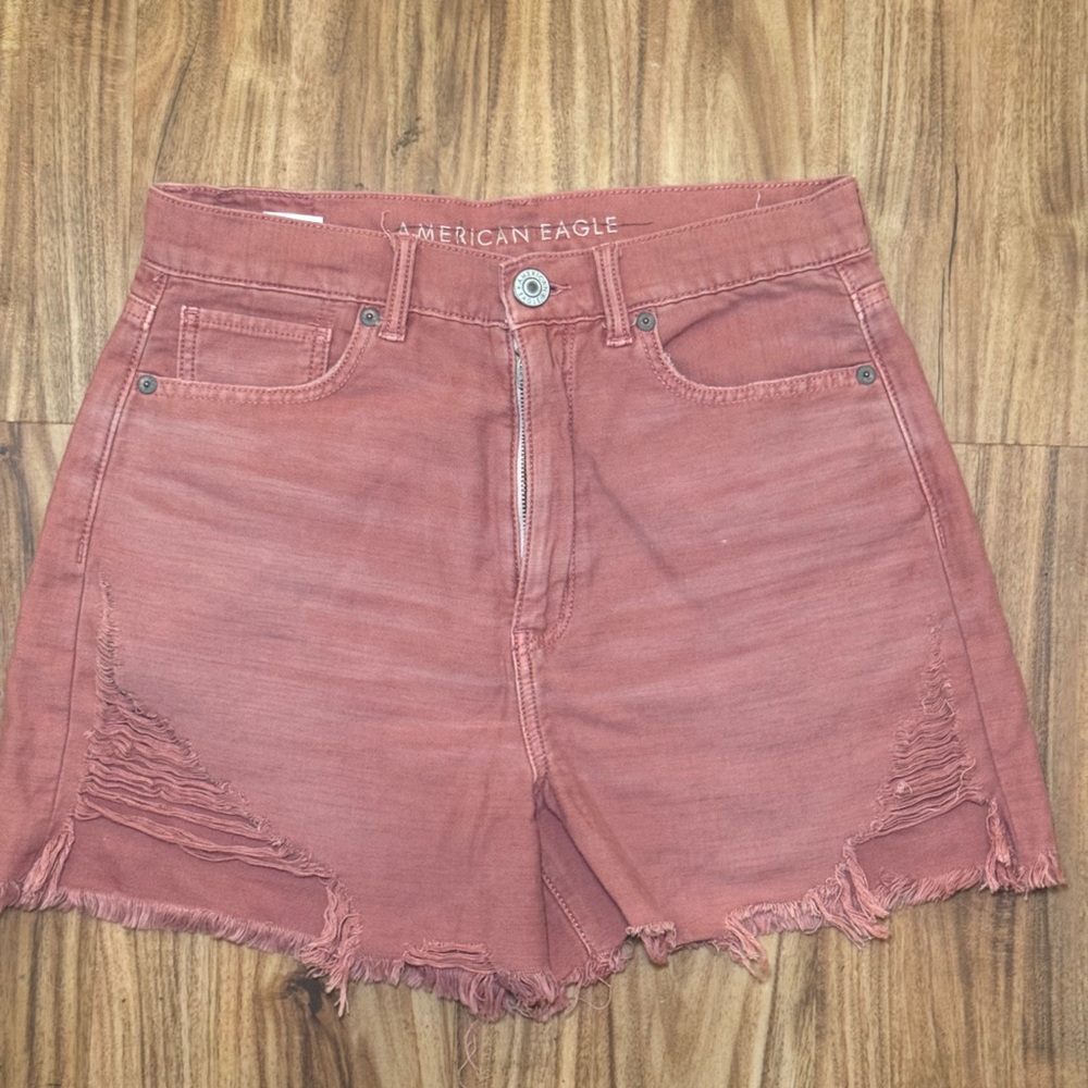 American Eagle Outfitters Dusty Rose Jean Shorts Distressed High-Waisted